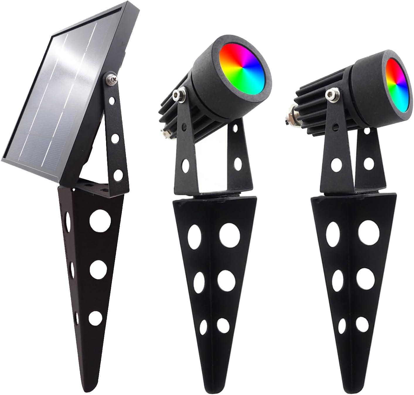 Mini 50X Twin Solar Spot Lights Outdoor Multi Color Changing RGB LED Spotlight Cast Aluminium for Outdoor Garden Yard Landscape Downlight