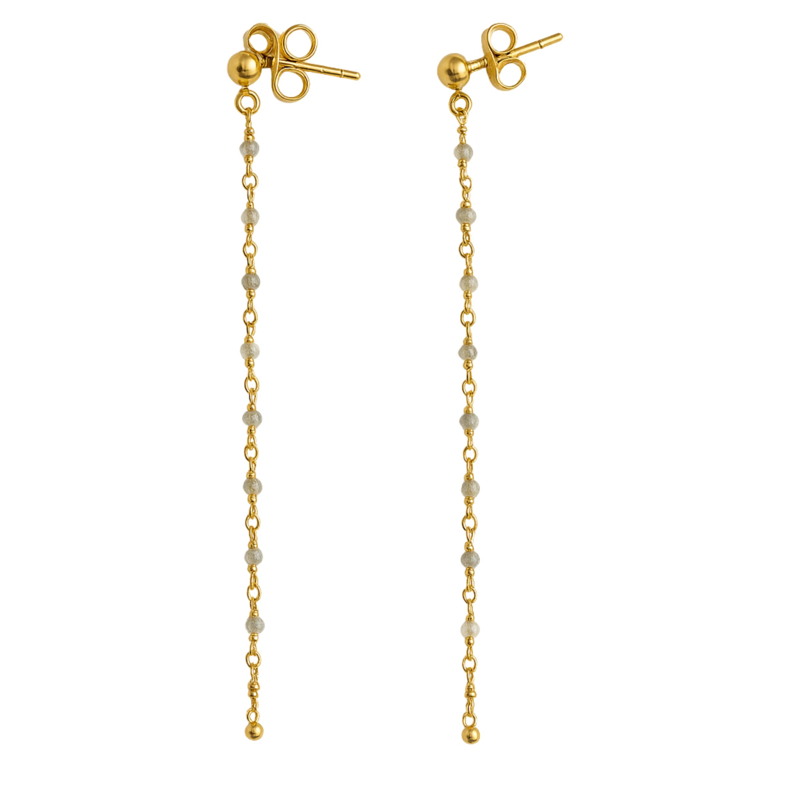 Labradorit Edelstein Delicate Kette Tropfen Gold plattiert 925 Silber Post Ohrringe fur Natürlicher Edelstein - Geburtstagsgeschenk - Handgefertigte Geschenkideen für Frauen