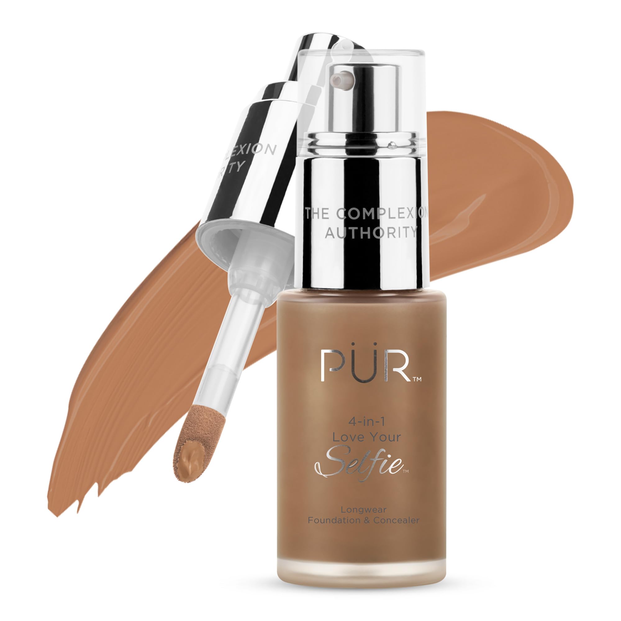 PÜR MINERALS 4-in-1 Love Your Selfie Foundation & Concealer - Longwear Full Coverage Liquid Makeup Foundation with Hydrating Blend for Refined-Looking