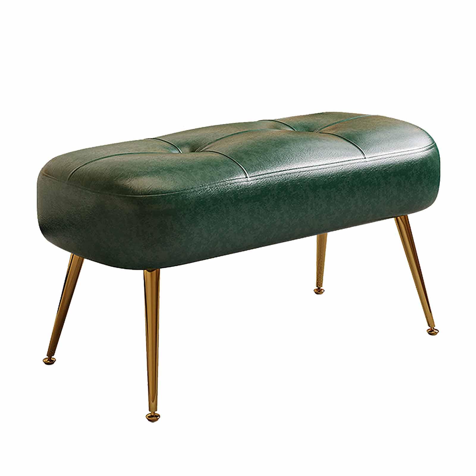 SXZenSpace Shoe Bench, Entryway Bench with Leather Cushion, Solid Wood Rack, Mid Century Storage Organizer for Living Room