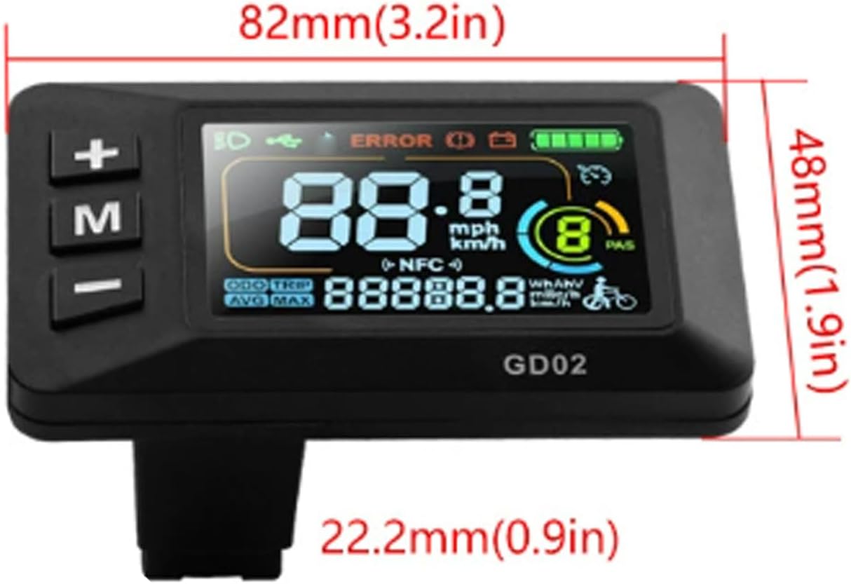 Keenso Electric Bike LCD Display Meter, GD02 Color Screen Control Panel with Smart Features for 22.2mm Handlebars Electric Scooters