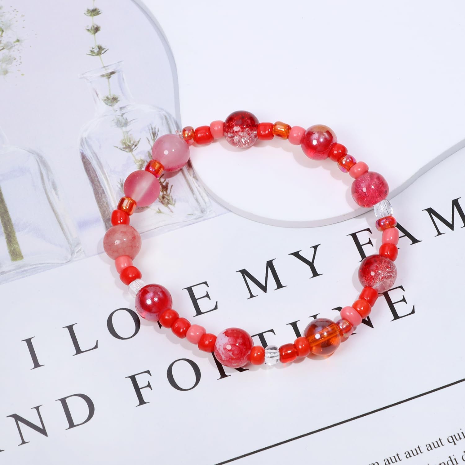 Mixed Craft Beads 30g(90-120Pcs) Glass Round Beads 3-12mm Small Loose Spacer Beads for DIY Bracelets Necklace Earring Jewelry Making (Red) - Image 3