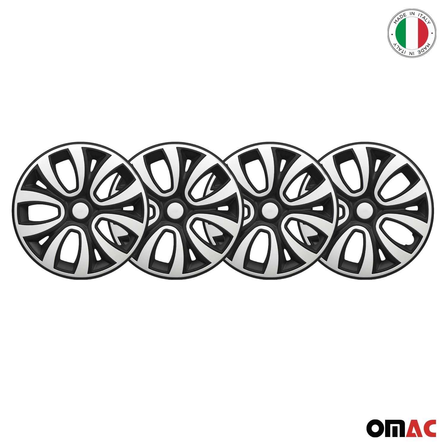 OMAC Lot de 4 enjoliveurs 16" 241 Blanc/noir