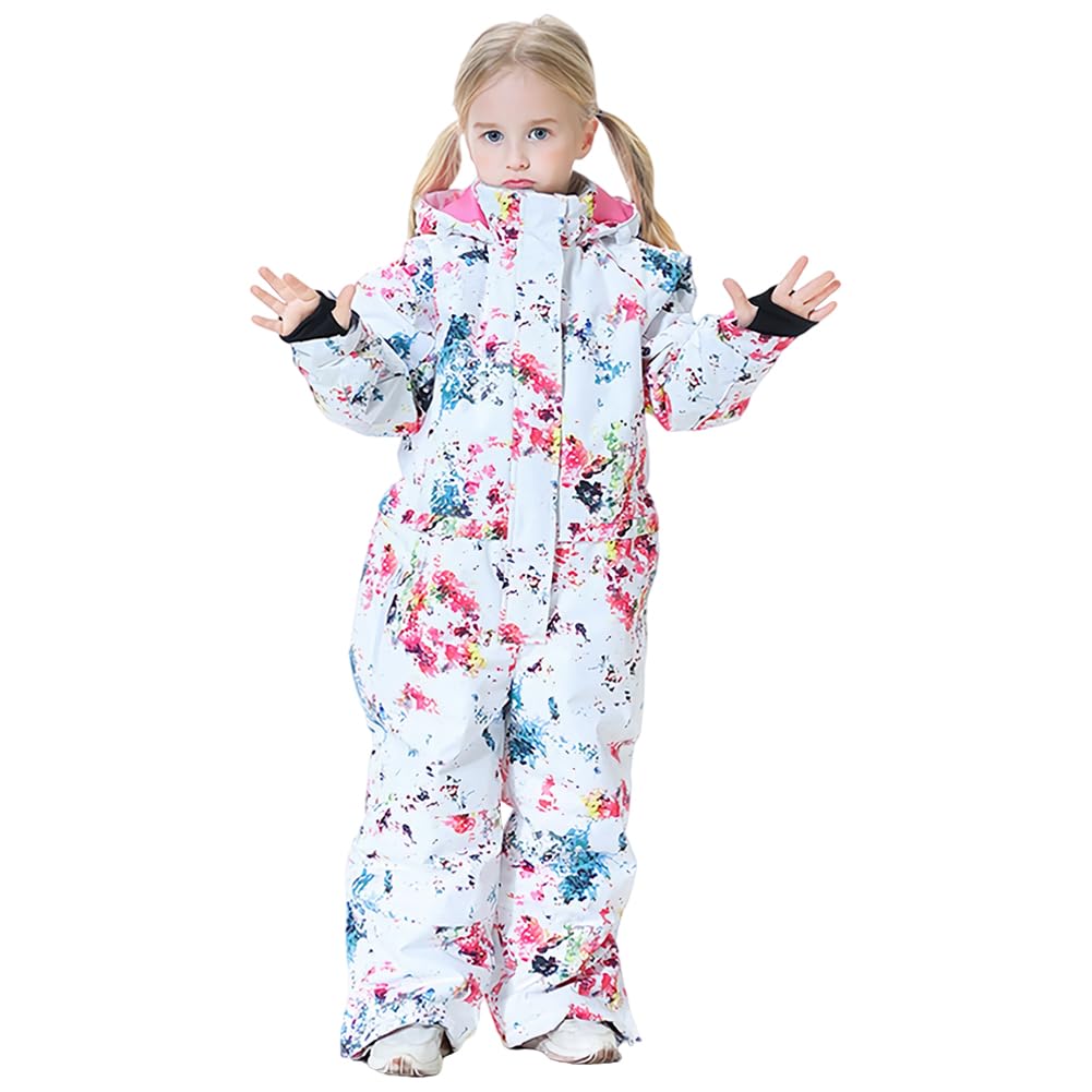 Traje de nieve para niños con capucha, a prueba de viento e impermeable, traje de esquí para niñas, mono de esquí grueso y cálido