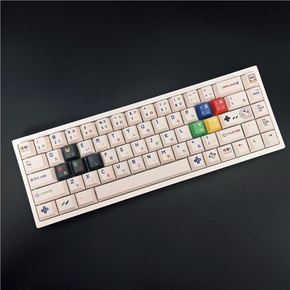 SFC 1990 retro nakładki na klawisze gamingowe, 142 klawisze Cherry Profile PBT do niestandardowej klawiatury mechanicznej (białe)