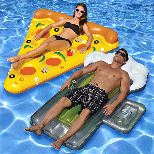 Swimline Pizza and Beer Swimming Pool Floats Combo Pack for Poo Parties