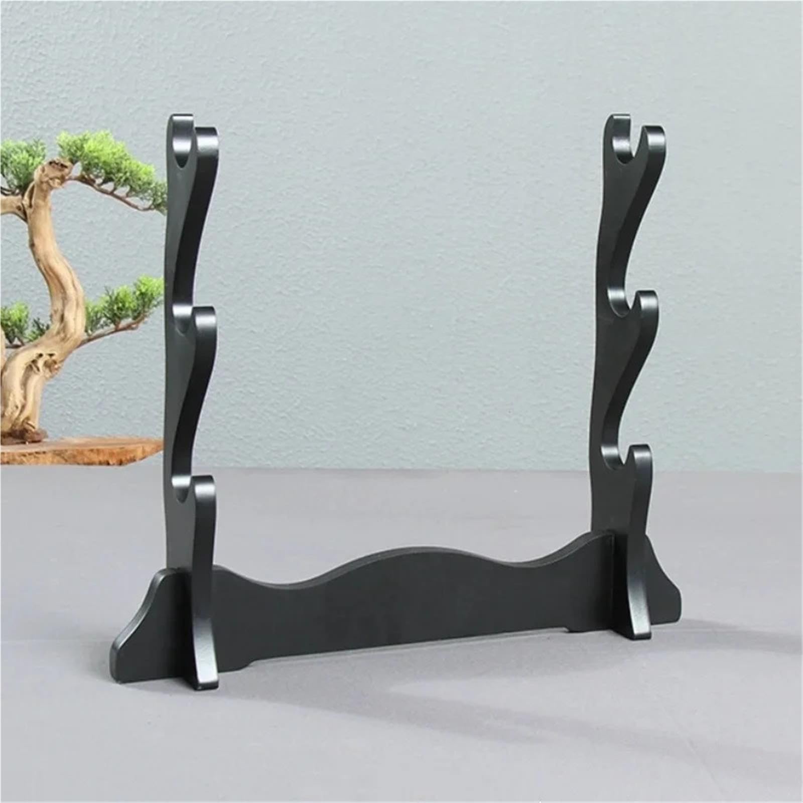 Soporte de espada Soporte de estante espada madera soporte exhibición organizador decoración piso(2-Layers-Wooden-35cm)