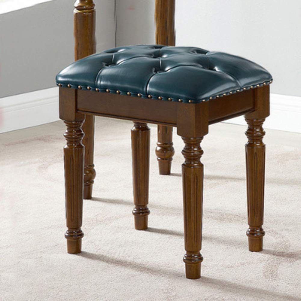 Repose-pieds ottoman en cuir bleu bao 39x31x30 cm pour salon