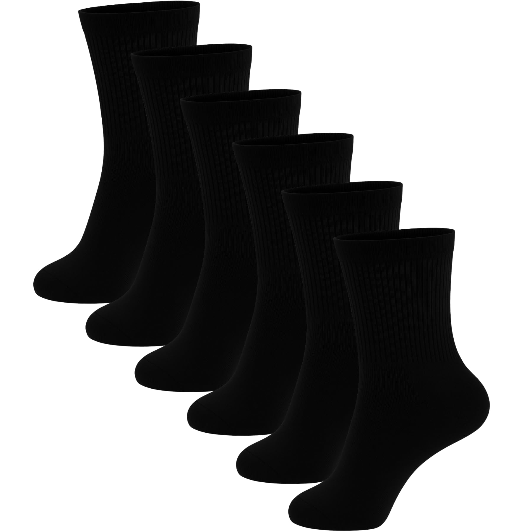 A2z 4 Kids Boys 6 Pack Black Pe School Sports Socks Breathable Athletic Cotton Crew Trainer - Socks Az974 Black 6 Pack 11-14