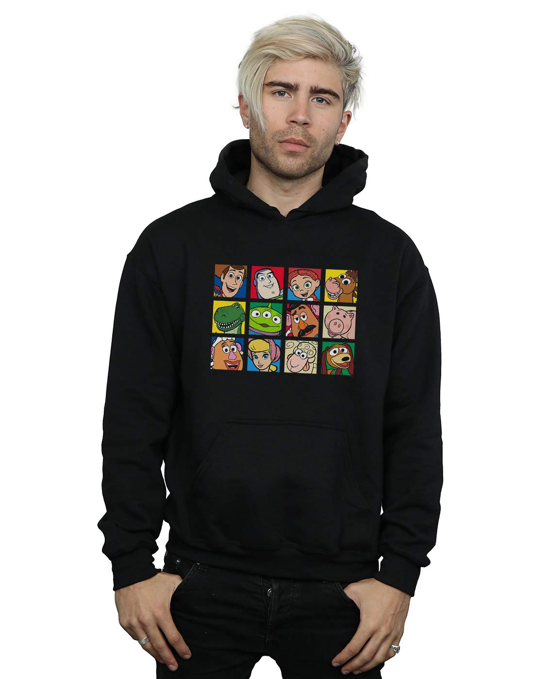 Absolute Cult Men's Black Disney Toy Story Character Squares Hoodie Medium