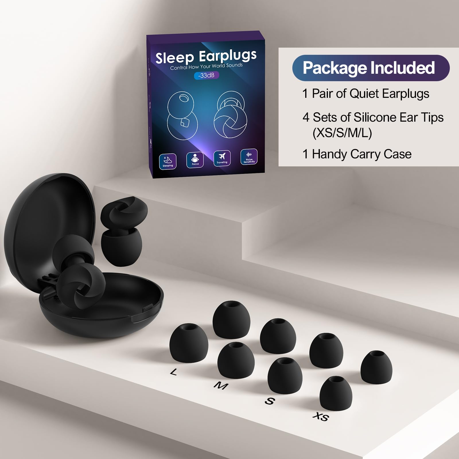 Tapones para los oídos para dormir con cancelación de ruido, tapones reutilizables para reducción de ruido, protección auditiva de silicona suave para dormir, trabajo, sensibilidad al ruido, estudio,