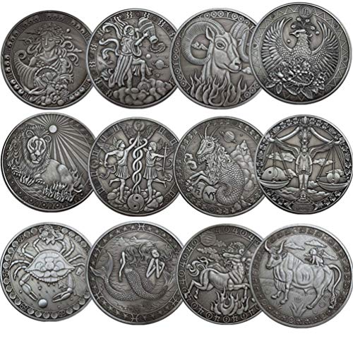 PRETYZOOM Sternbild Münze Fische Münze Geschenk Vintage-Stil Horoskop Münze Geburtstag Zeichen Glück Andenken Münze Stereoskopische Metallmünze Handwerk (Fische)