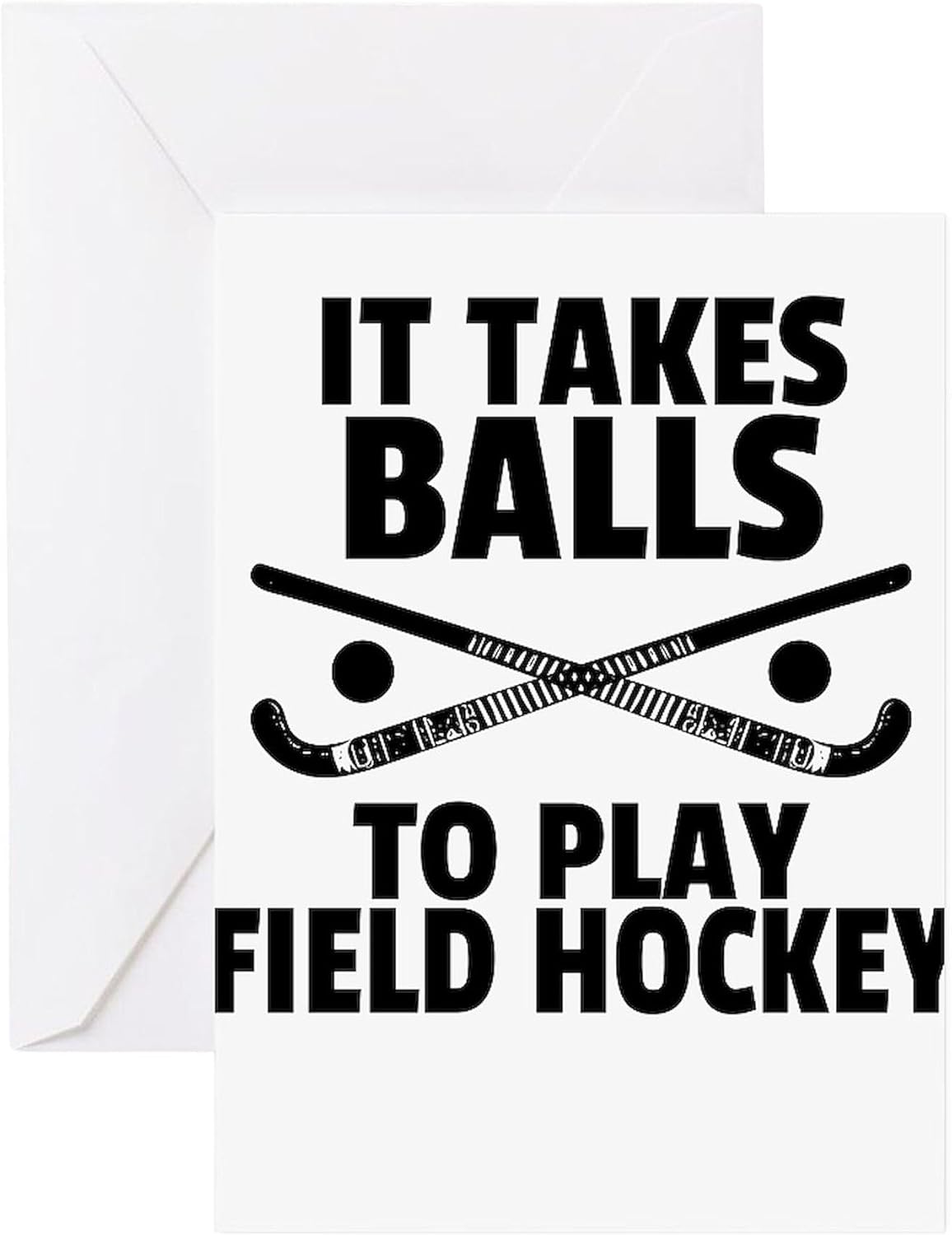 CafePress Field Hockey Gift It Takes Balls To Greeting Cards Greeting Card (20-pack), Note Card with Blank Inside, Birthday Card Matte