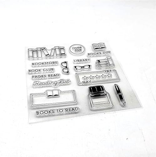 Miniatura 2 de NZJ Bricolaje de regreso a clases Club de libros Boostore Libros para leer tarjetas de sello transparentes para plantillas de carpeta de relieve,