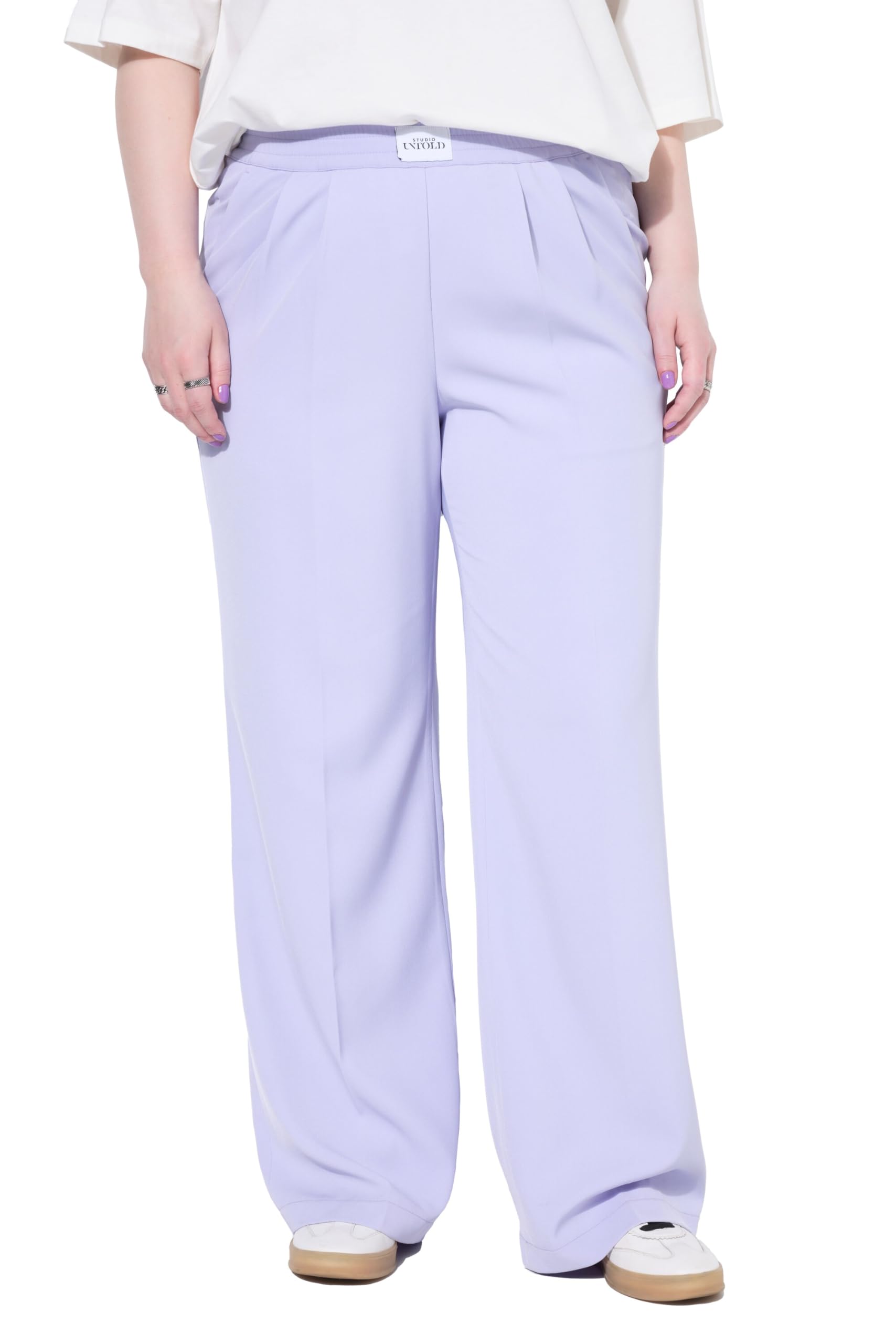 Studio Untold Damen große Größen Übergrößen Plus Size Hose, Straight Legs, Elastikbund mit Label 840812