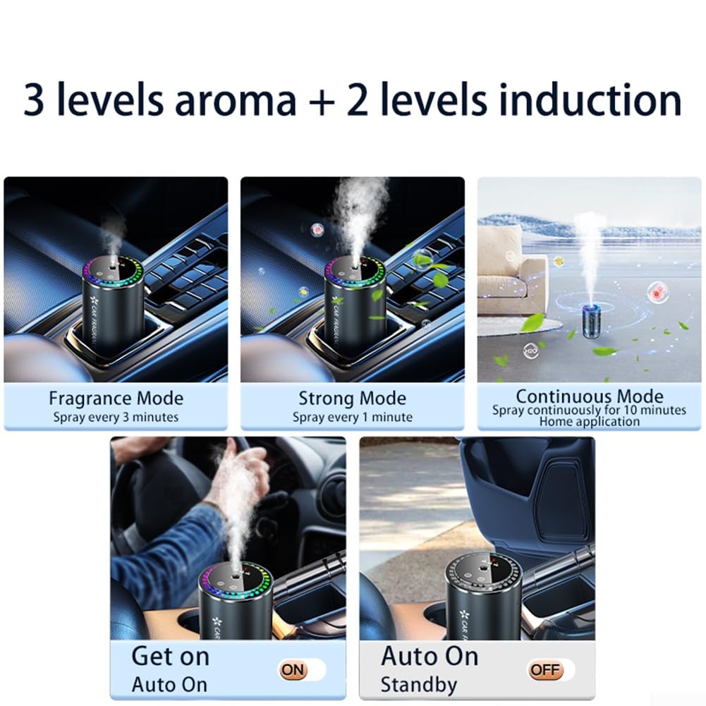 HpLive Humidificateur intelligent pour voiture, purificateur d'air avec diffuseur d'arômes à 3 niveaux, projection de ciel étoilé, diffuseur d'arômes 500 mAh