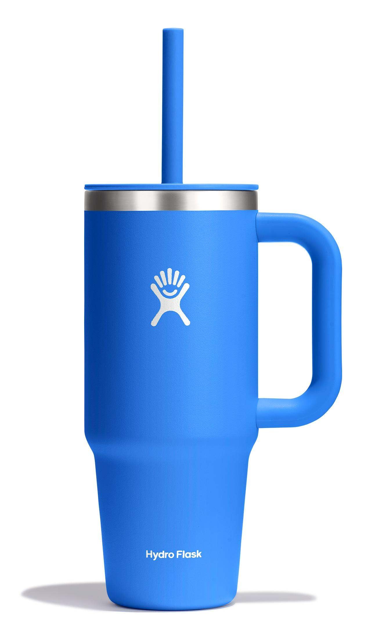 Hydro Flask Travel Tumbler with Handle, Lid and Straw - Insulated Stainless Steel in 24 Oz Cascade