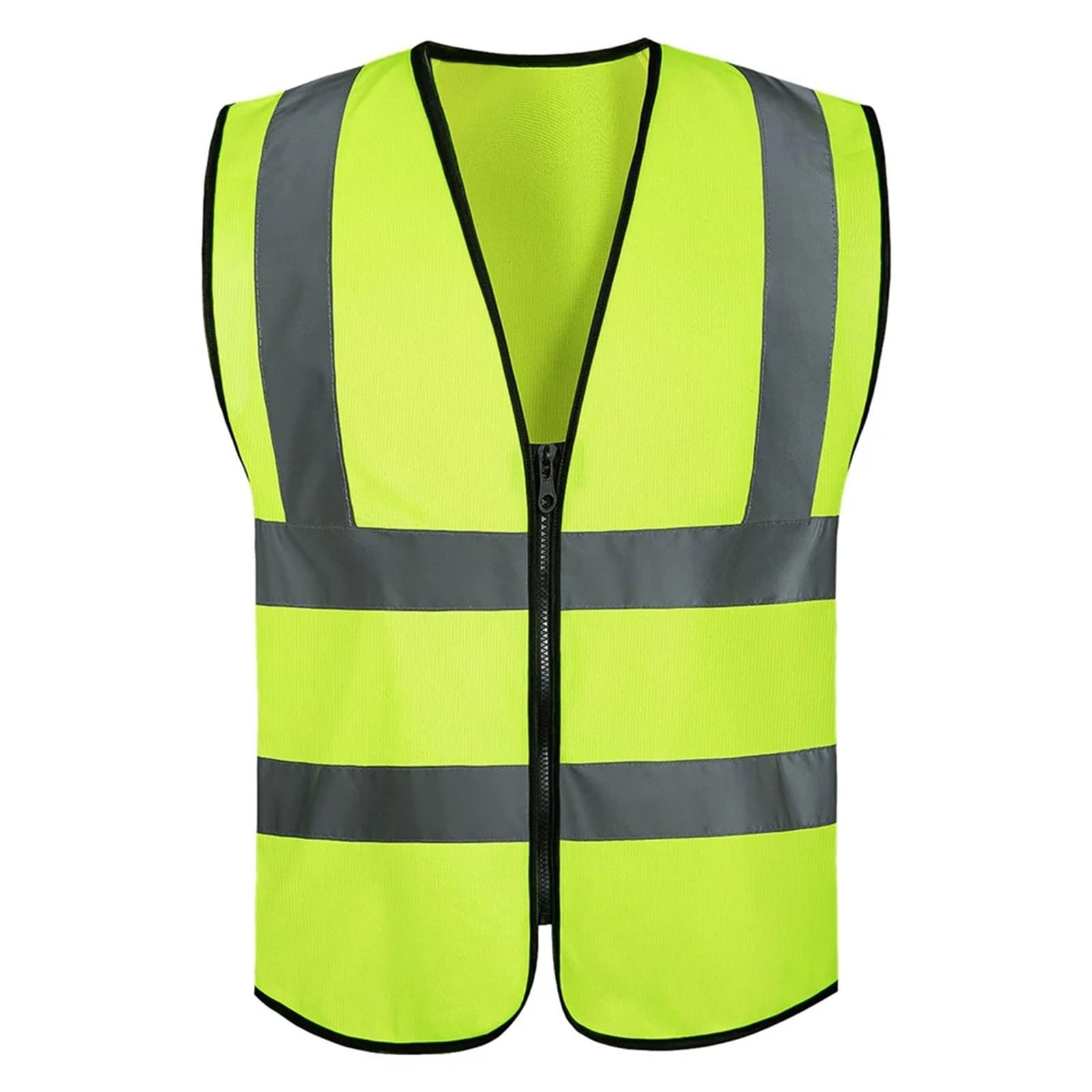 Chaleco Reflectante de Seguridad con Cuatro Cremalleras, for Obras construcción, saneamiento Ambiental y tráfico, múltiples Bolsillos(Yellow)