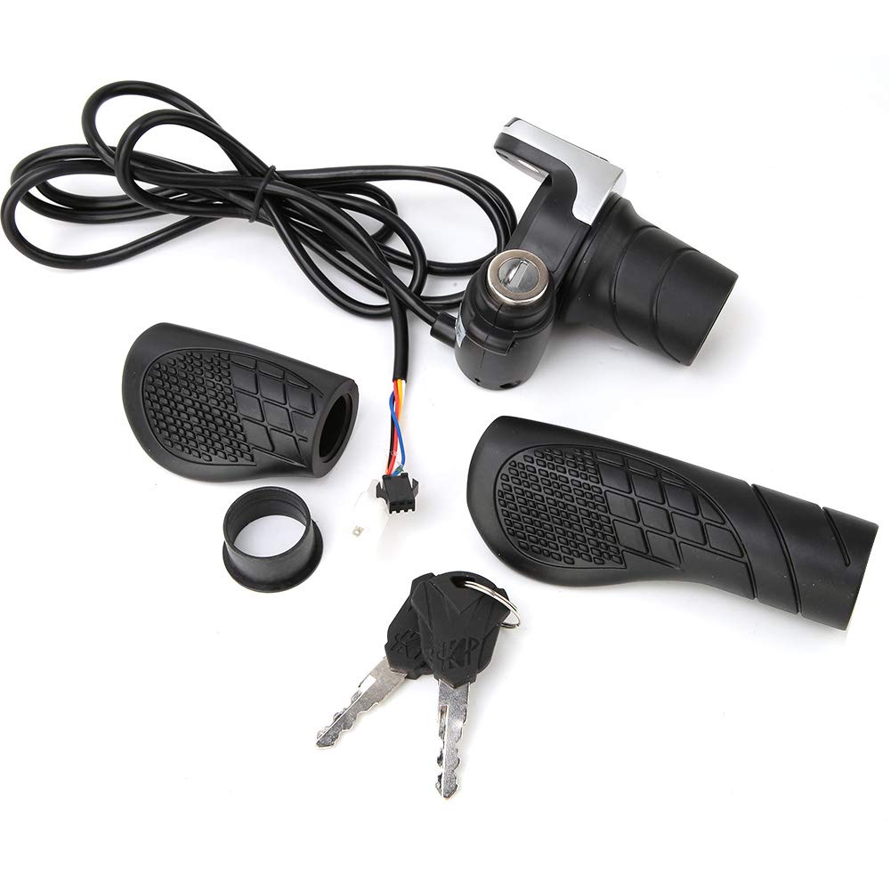36V Acceleratore a Manopola per Bicicletta Elettrica, Twist Grip con Display LCD e Serratura a Chiave, Compatibile con Bici Elettriche Scooter Moto