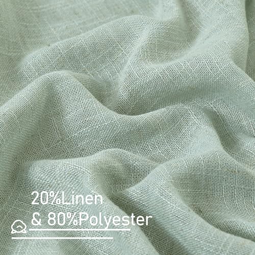 LAMIT Faux Linen Curtains 63 inches Long for Bedroom, Back Tab and Rod Pocket Linen Drapes Light Filtering Semi Sheer Curtains for Small Window/Farmhouse, 2 Panels (52 x 63 Inch, Light Sage)