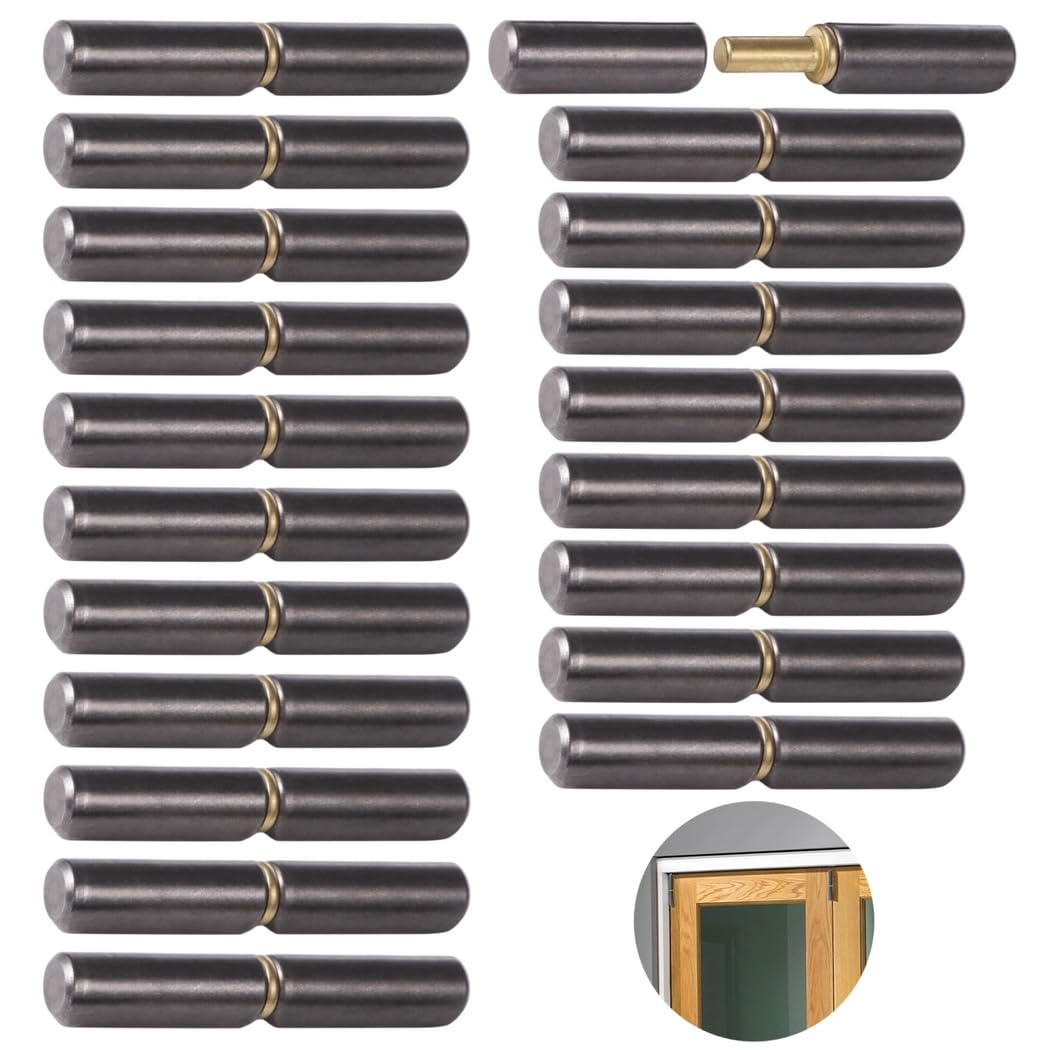 20 PCS Weldable Barrel Hinges, 3-1/8" x 1/2" Weld On Door Hinges, Heavy Duty Metal Door Hinges
