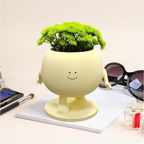 Miniatura 1 de youlifafa Macetero de cara para suculentas, macetas pequeñas de interior para mini plantas de resina con orificio de drenaje, regalo único para mamá