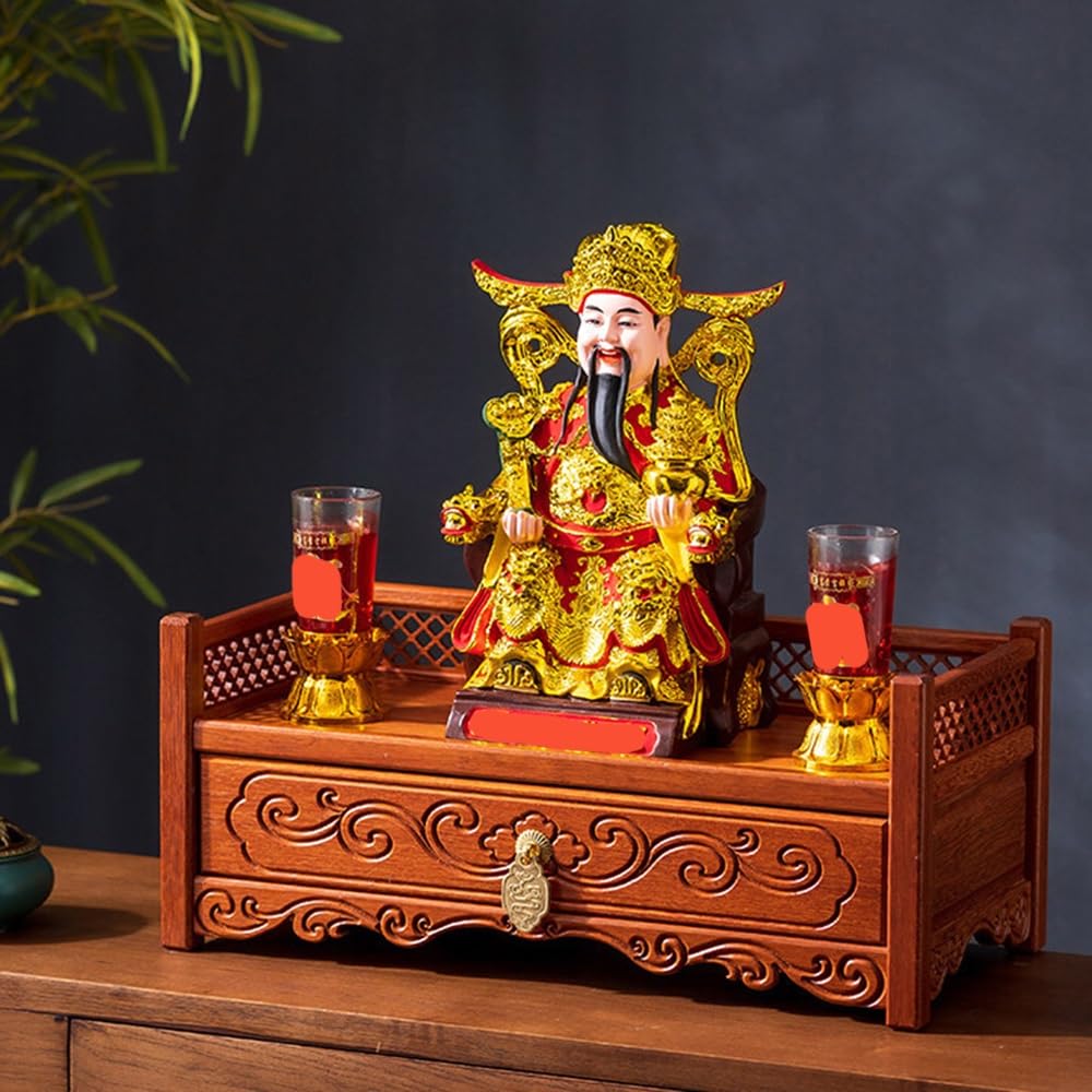 Tavola d'altare cinese Consolle da altare in legno, decorativa in scuro | Espositore con cassetto(Piccolo)