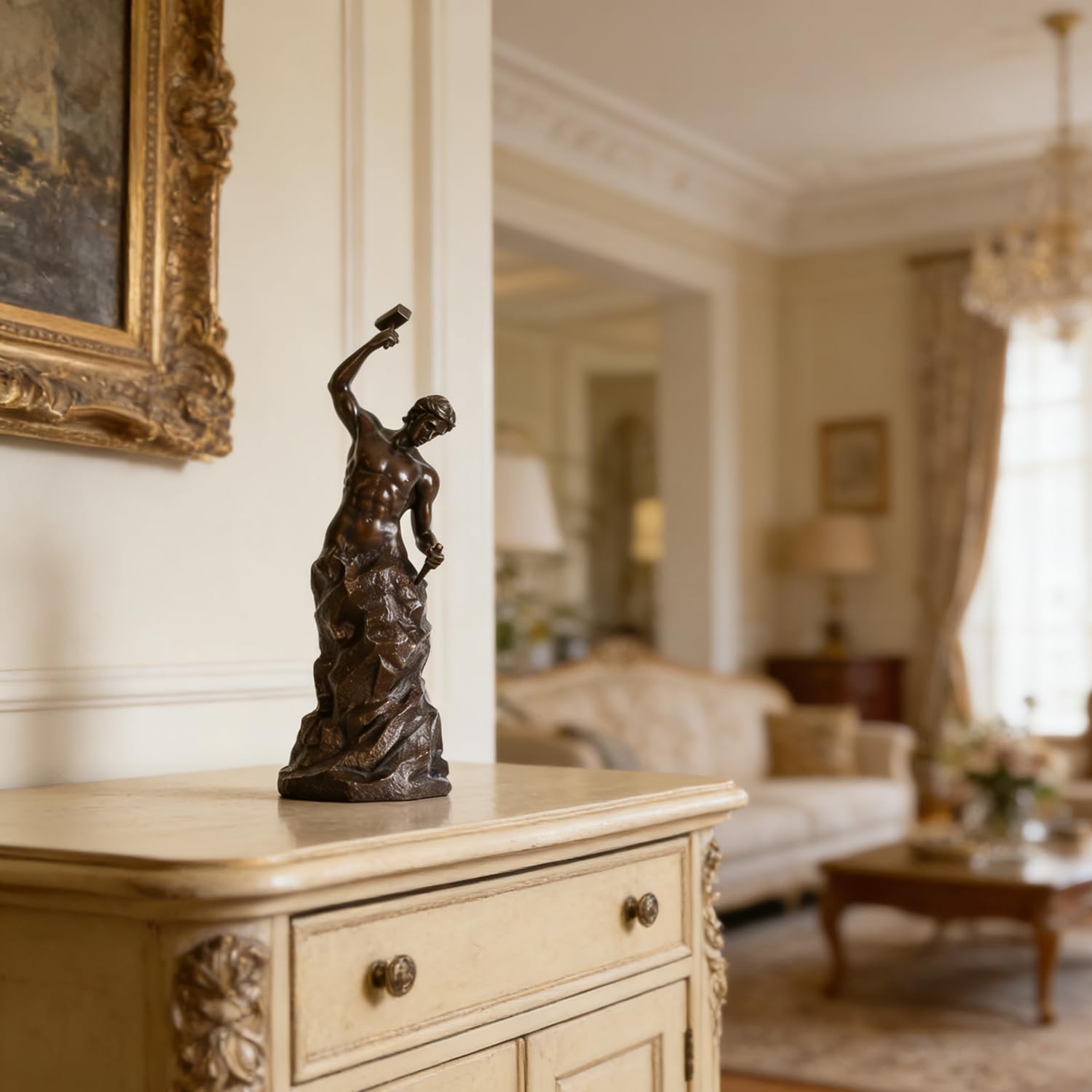 Bronzefarbene Statue für Männer, abstrakte, inspirierende Skulptur, wunderschöne Dekoration für Zuhause, Büro, 26 cm