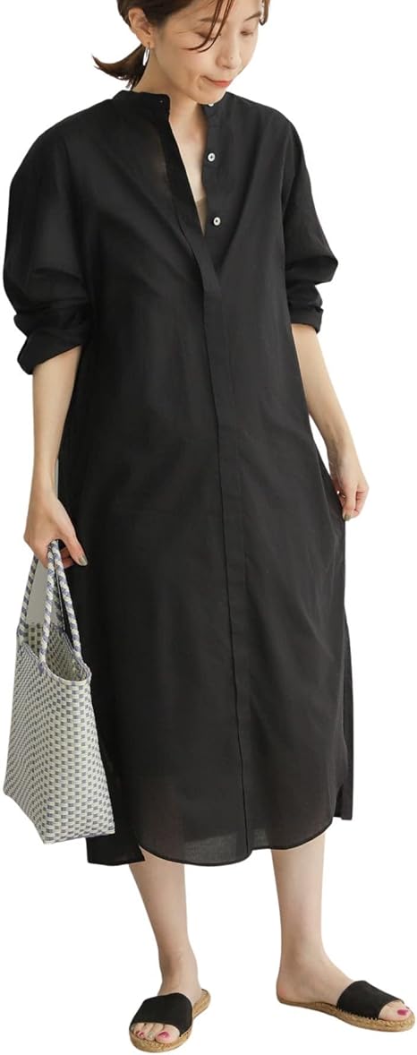 Amazon Co Jp アーバンリサーチ ドアーズ ワンピース ドレス コットンスタンドシャツワンピース レディース Dr25 26m110 Black M 服 ファッション小物