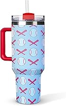 Maestrox 40oz Tumbler Cup with Handle and Straw Lid, Stainless Steel Travel Mug, Double Wall Vacuum Insulated Coffee Mug Leakproof Bottle for Hot & Cold Drinks (Red & Light Green)