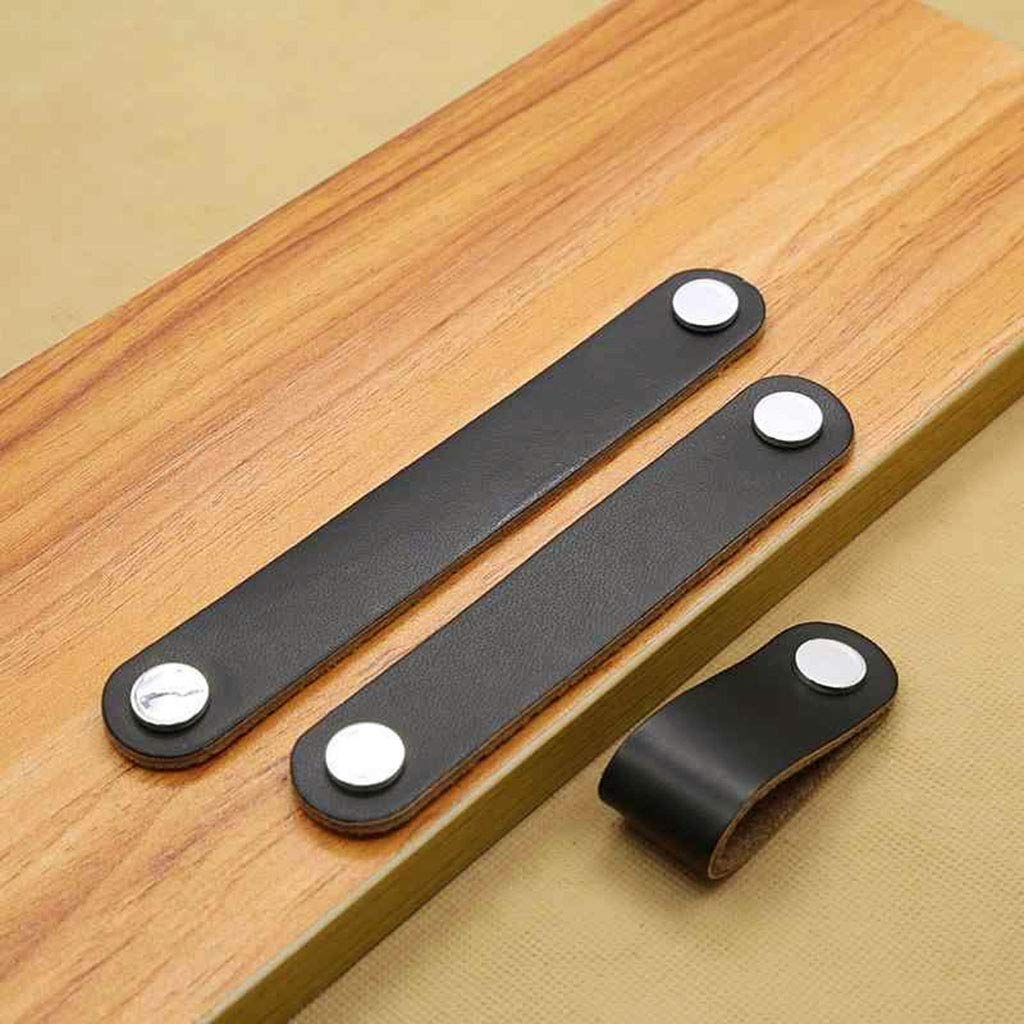 flintronic Lederen trekker, 4 stuks kledingkastdeur lederen handvat, lederen trekt gat pitch 128mm met 8 stuks schroeven, lederen handvat pull voor keuken, badkamer, kasten, dressoir ladekasten