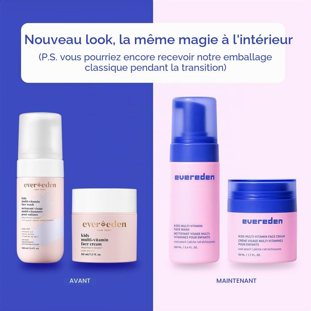 Evereden Kids Happy Face Duo (Cool Peach) – Ensemble nettoyant visage multi-vitamines pour enfants et crème pour le visage pour enfants – Soin de la peau propre et végétalien pour enfants de 3 ans et