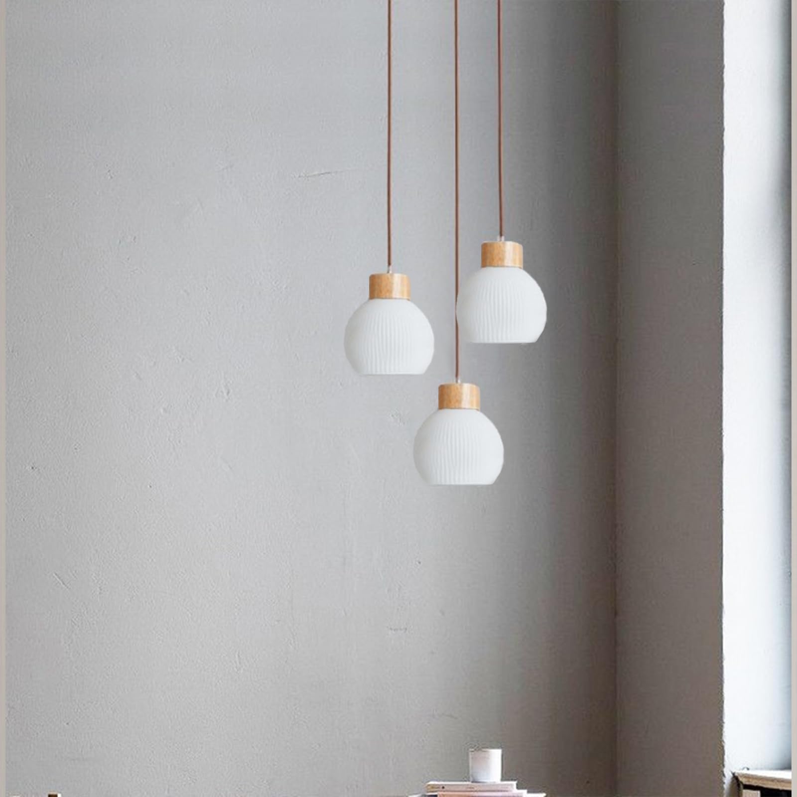 2 sztuki lampy wiszące ze szkła E27, retro żyrandol ze szklanym kloszem, lampa sufitowa, drewno, dekoracja do sypialni, salonu, kawiarni, średnica 20 cm