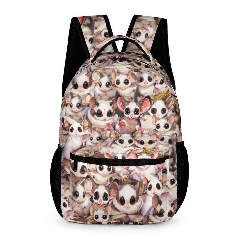 Sugar Glider School Backpack for Kids Girls Boys, 16 Inch Cute Sugar Gliders Themed Bookbag, Personalized School Backpack for Students Children,