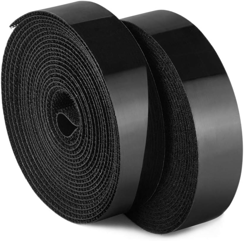 1 Inch Sticky Back Hook and Loop Tape - 5 Yards, Black Heavy Duty Self Adhesive Strips Fastener