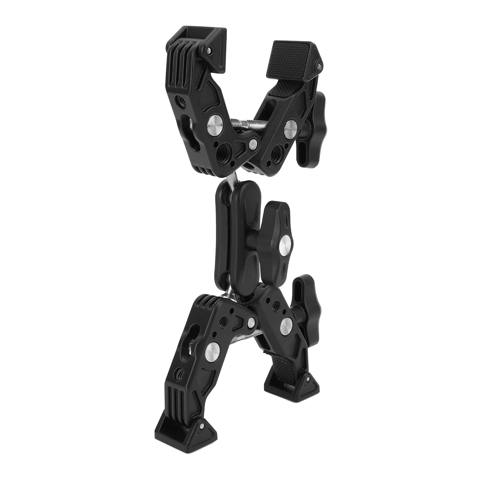 PYUDKLSMN Supporto per fotocamera a doppio super morsetto, morsetto doppio in lega di alluminio con testa sferica e interfacce da 1/4 e 3/8 di pollice, adattatore robusto a morsetto per