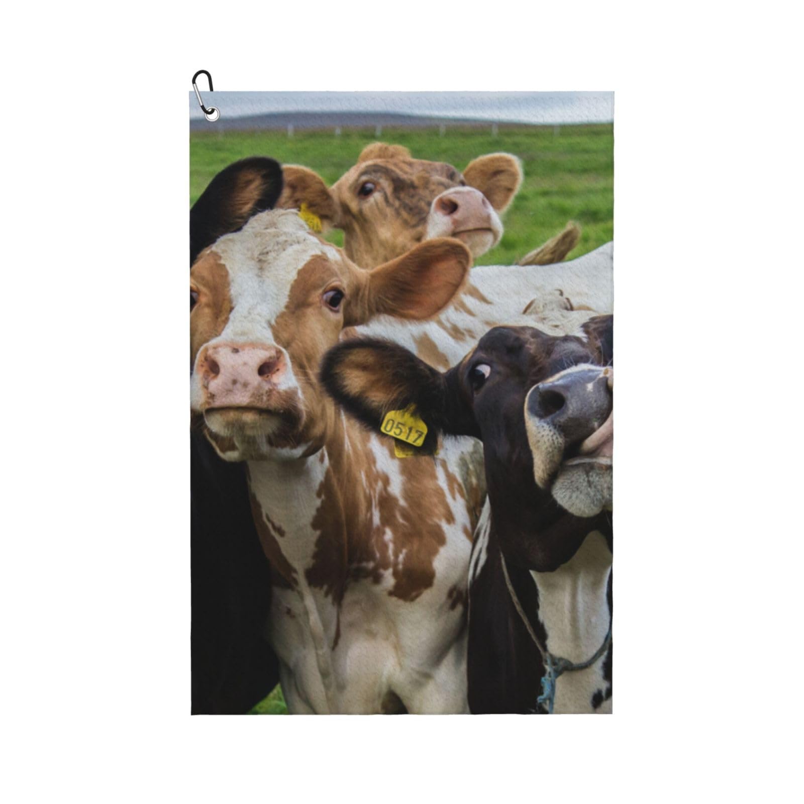 Hnnkloy Farm Animal Cow Cattle, 16x24 in Portable Waffle Golf Towels with Carabiner Clip for Golf Bag