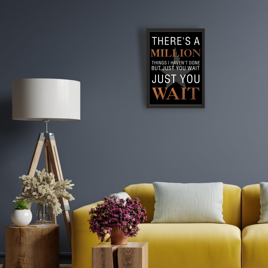 Hamilton Just You Wait Quotes 9.25 by 12.8 in Black Fiber Frame – view 2
