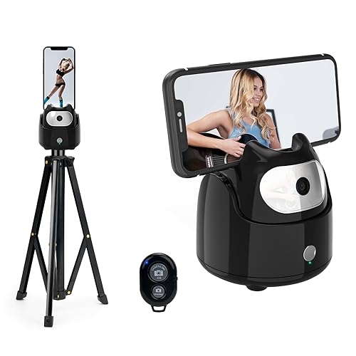 Auto Face Tracking Tripod 360 ° Rotation,Smart Face Motion Tracking Tripod,Selfie Cell Phone Holder Camera Stand,No App Required, for Tiktok, Video Recording Vlog,Live Streaming, YouTube