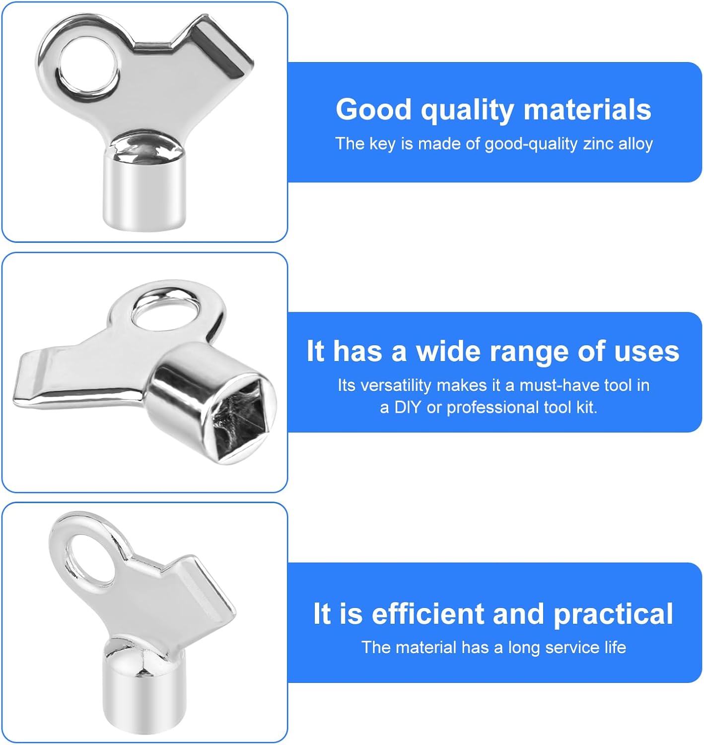 16 Pack Radiator Vent Valve Keys, Radiator Bleeder Keys Zinc Alloy Exhaus Bleed Vent Keys Gas Valve Metal Radiator Keys Accessory for Efficient Air Release