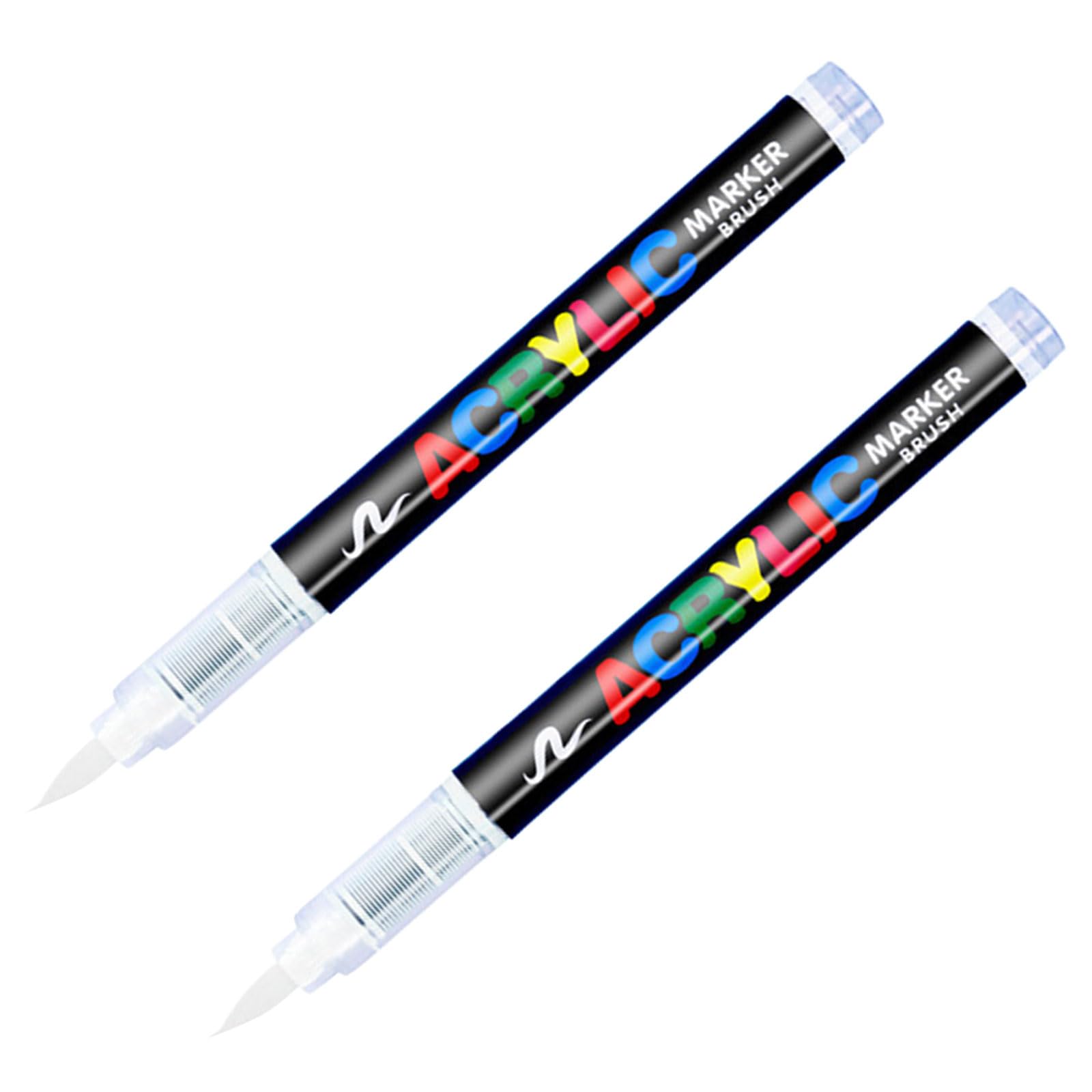 Zernblend 2 Piezas Rotuladores acrílicos Blancos 1,0-6,0 mm - Rotuladores Textiles Resistentes al Agua y marcadores permanentes para Tela, Madera, Metal, Cristal y Mucho más