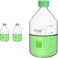 Vista 11 de Utile Botella multimedia, 3.3 botellas de vidrio de borosilicato con tapones de rosca GL45, 6 botellas de medios de laboratorio de 8.45 onzas