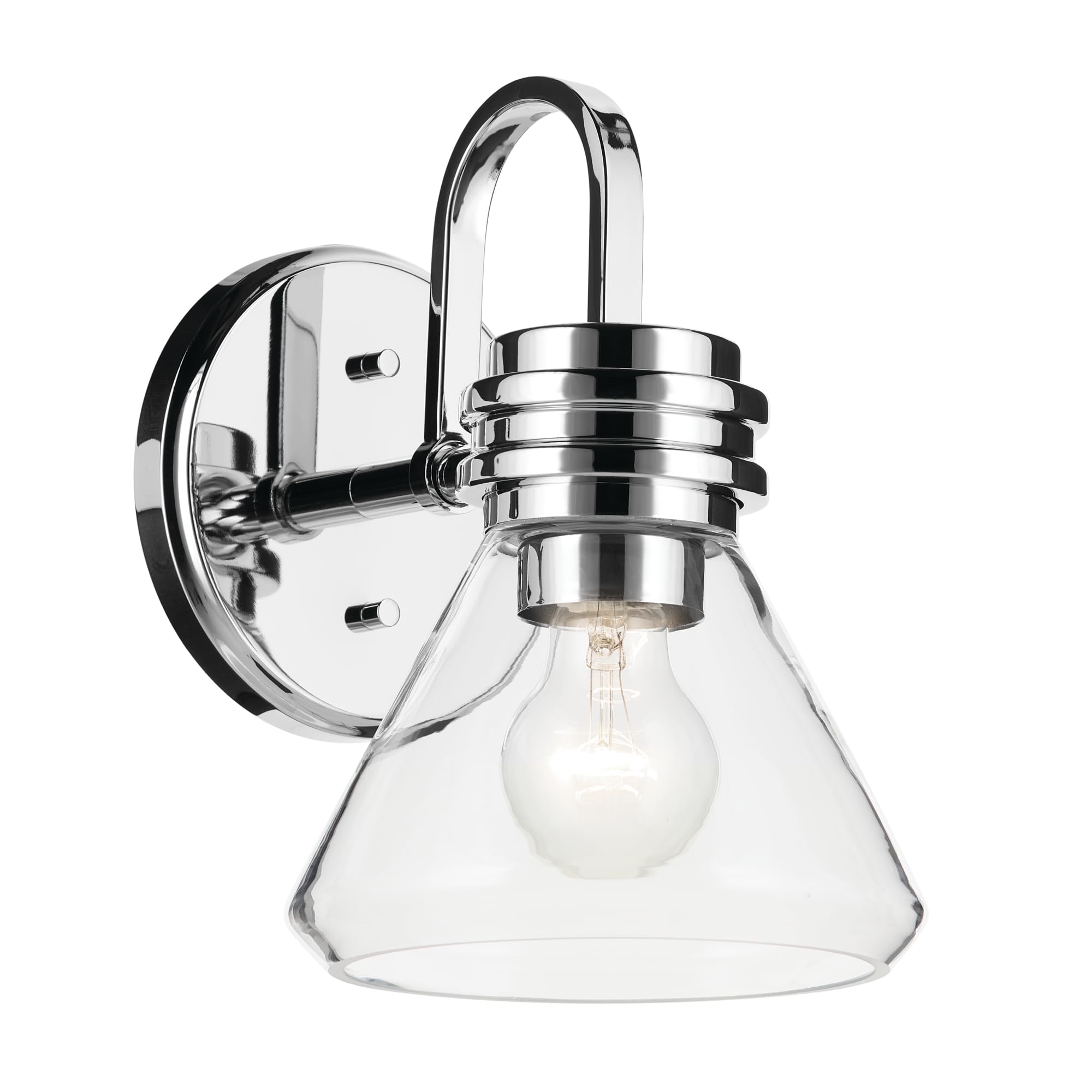 Kichler Farum 1-Light Bathroom Wall Light, Chrome | Modern wall light with clear glass for baths and hallways (7.25" x 9.5"), 55153CHCLR