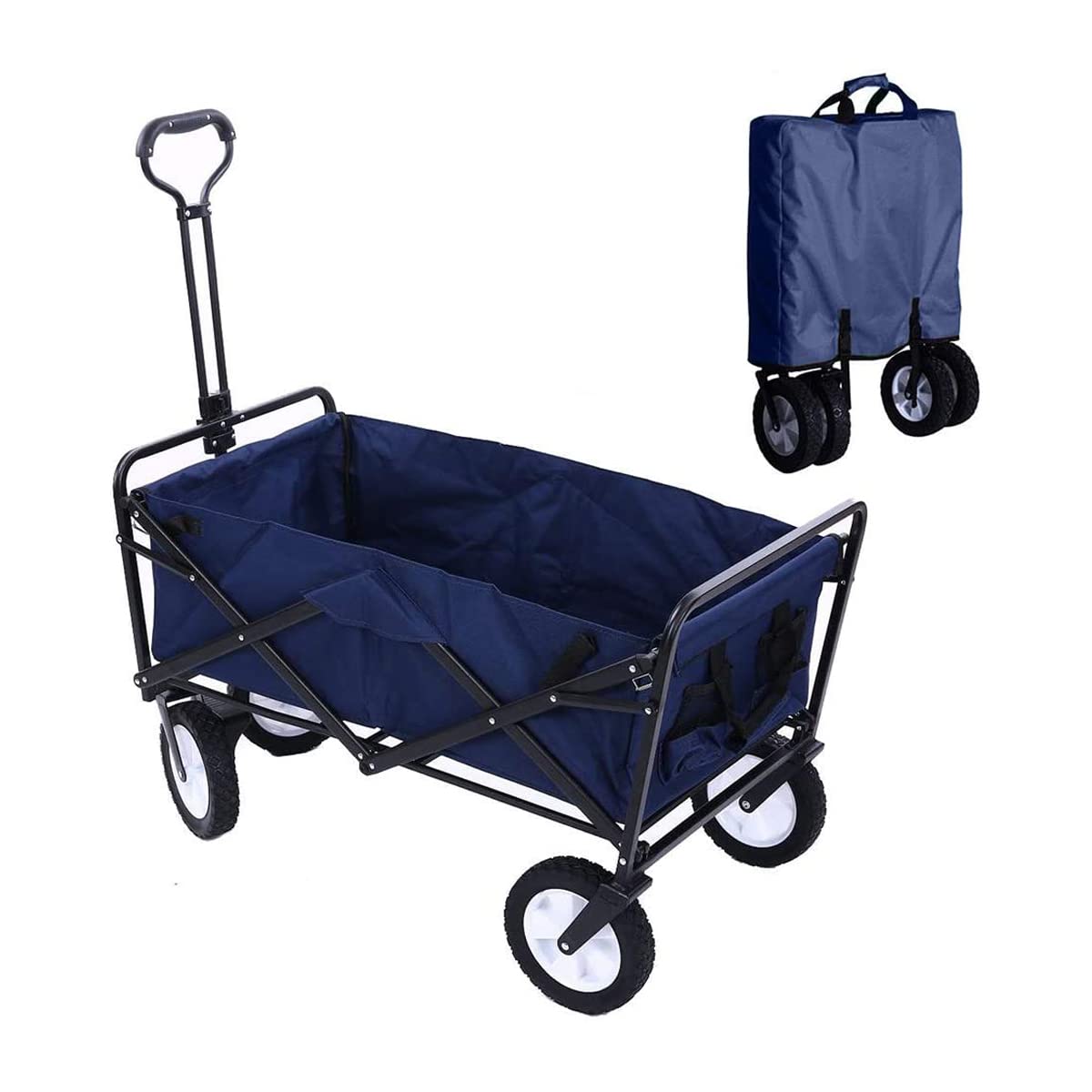 MAXSTRENGTH Garden Cart Folding Wagon Foldable Heavy Duty Outdoor Trolley Utility Transport Cart 80kg Max Load, for Outdoor Festivals Camping (Random Color)