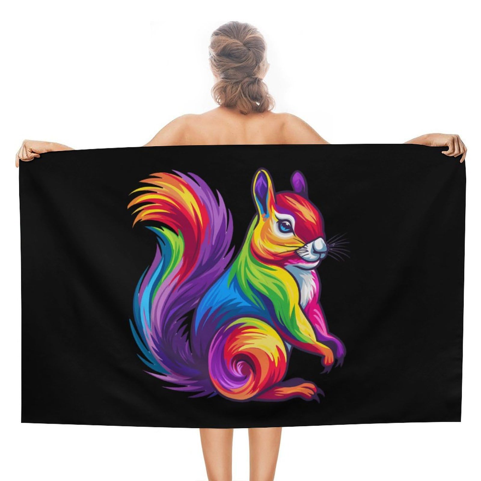 CGSBNGHA Cute Rainbow Squirrel Beach Towels Soft Bathroom Bath Pool Swim Towels for Women Men