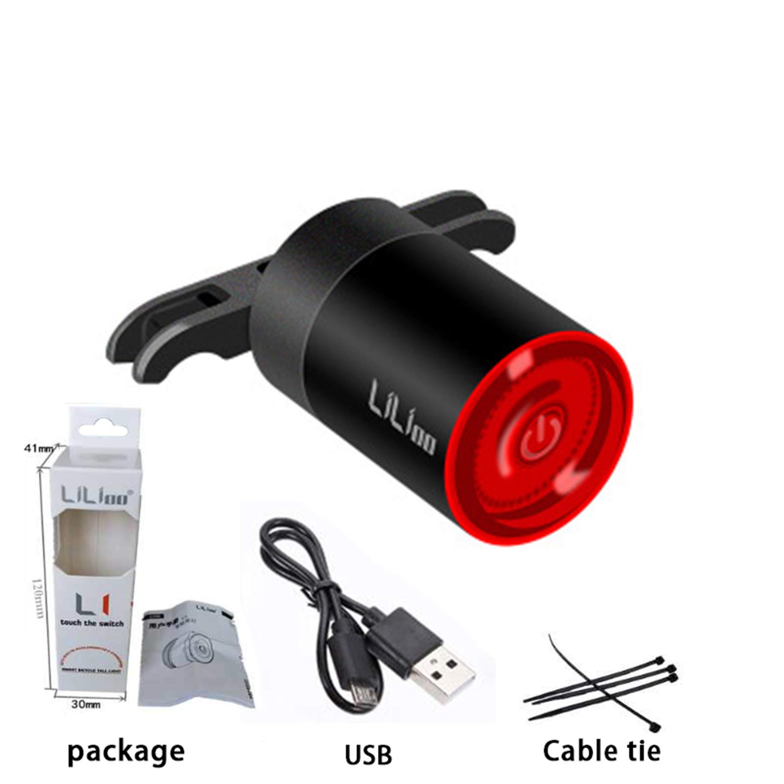 Fanale Posteriore per Bicicletta Ricarica USB, Induzione Intelligente fanale posteri Fanale Posteriore Impermeabile a LED, Strada MTB Sella della Bici Posteriore Smart Light,