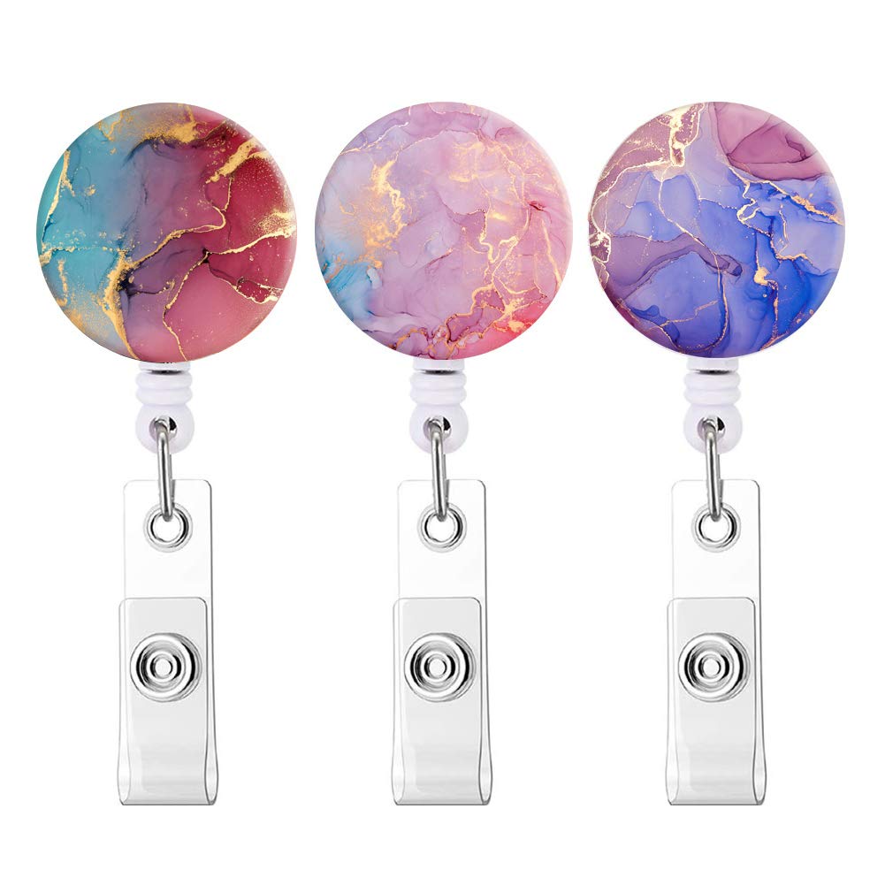 3 Pack 2.16" Magnetic Badge Holder Retractable Badge Reel