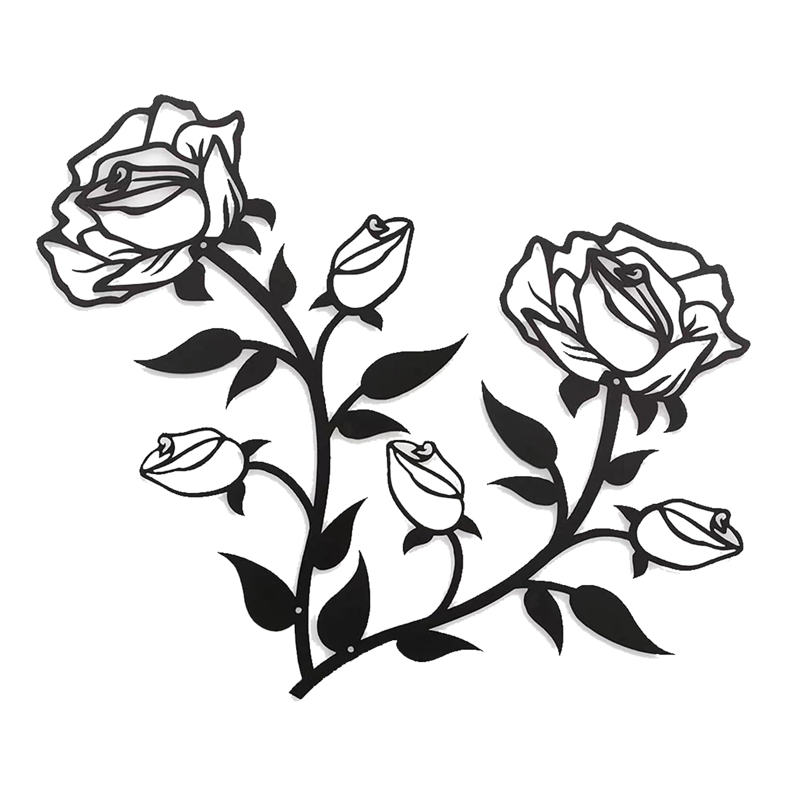 Hocadrv 2 Piezas Decoracion Pared de Flores Metal Adornos Pared de Metal Negro Adornos Salon Rosas de Metal Decoracion Pared Dormitorio Para Sala de Estar Dormitorio Interior y Exterior(38CM)