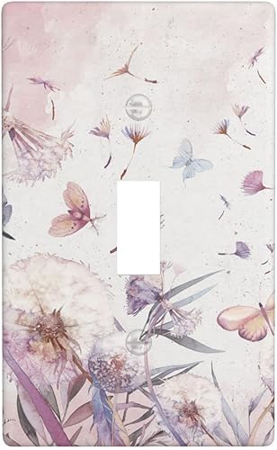 Placa decorativa de plástico para interruptor de luz de palanca de 1 banda, diseño floral blanco de una sola pared, decoración de plástico para