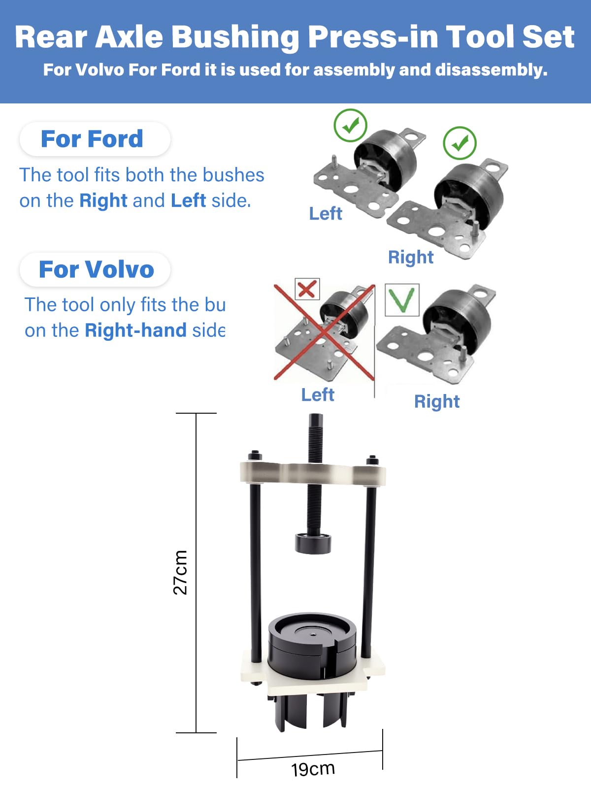 Hinterachsbuchsen Querlenkerbuchsen Werkzeugset mit Längslenker Silentlager Werkzeug für Ford Mondeo MK4 S-MAX Galaxy (ab 2006), Volvo S60/S80/V70/XC60/XC70/V60